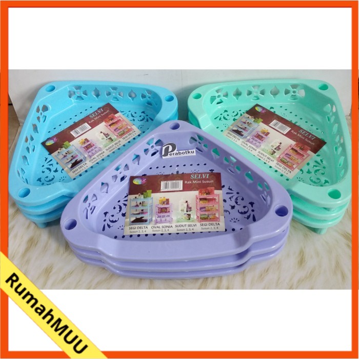 Rak Mini Sudut Selvi S/3 Serbaguna Viola / Rak Plastik Serbaguna RumahMUU