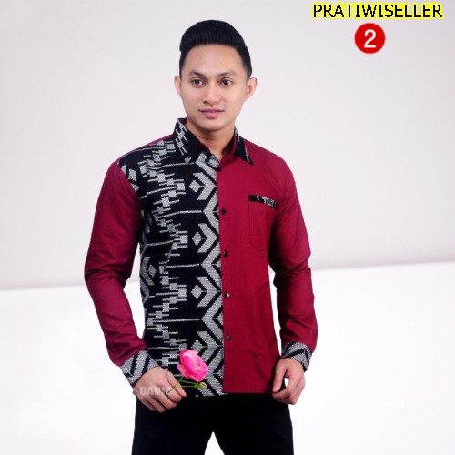 BAJU BATIK COWO COWOK PRIA LENGAN PANJANG MURAH COD BATIK KEMEJA PRIA DEWASA CASUAL FORMAL COMBINASI