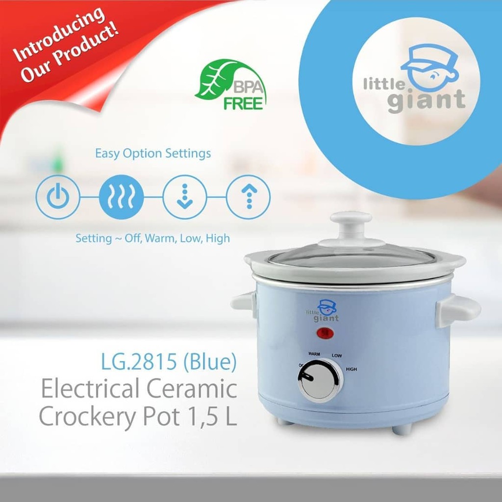 Little Giant LG 2815-B Electrical Ceramic Crockery Pot 1.5L Alat Pengolah Makanan Bayi