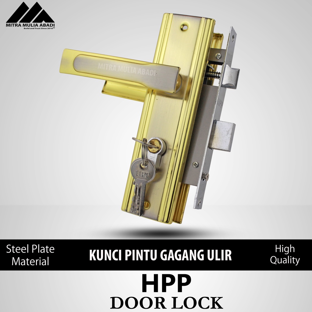 Kunci Pintu  Tanggung Plat Baja/ Gagang  Ulir GoldKunci Pintu Silinder  handle Pintu Rumah