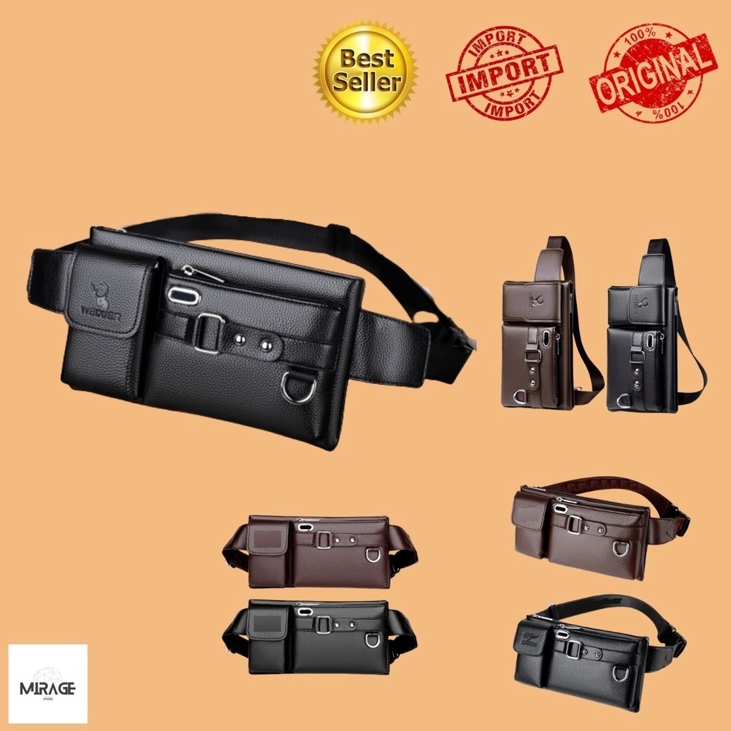 mirage tas selempang sling bag waistbag slempang kulit casual card wallet holder kartu atm dan uang 