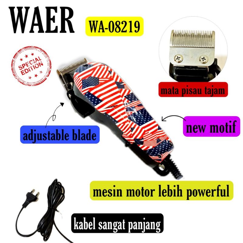 Original Waer Wa-08219 // Alat Cukur Rambut // Cukuran Rambut Jenggot Kumis