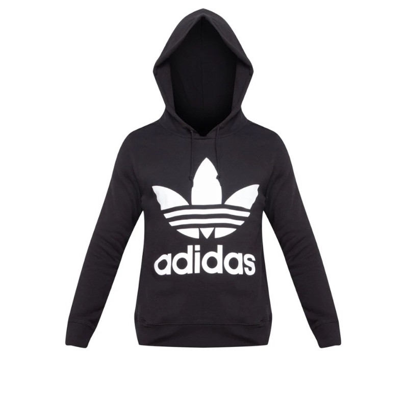 JUAL HOODIE ADIDAS ORIGINAL TREFOIL HOODIE BLACK WHITE