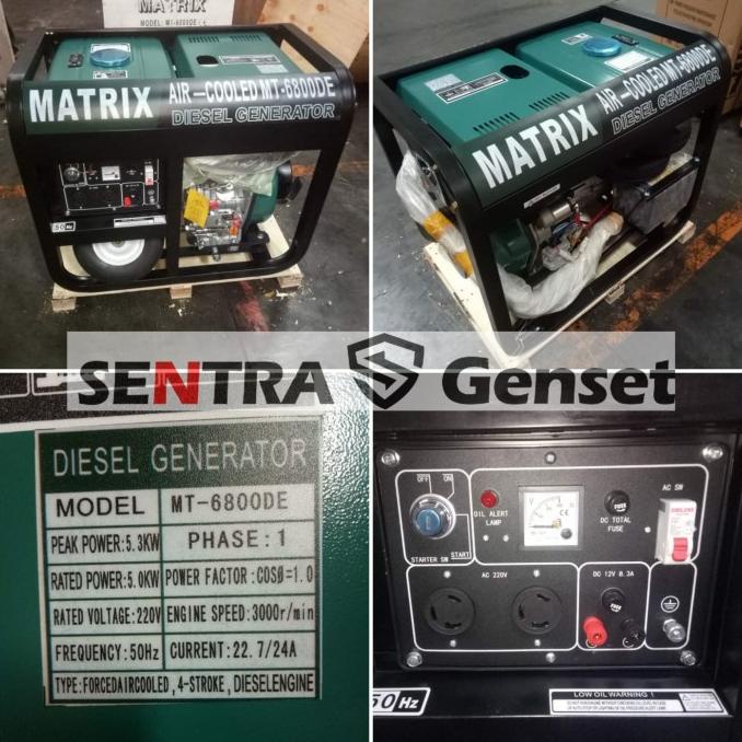 TERMURAH Genset diesel 5000 watt 1 Phase. Matrix MT6800DE