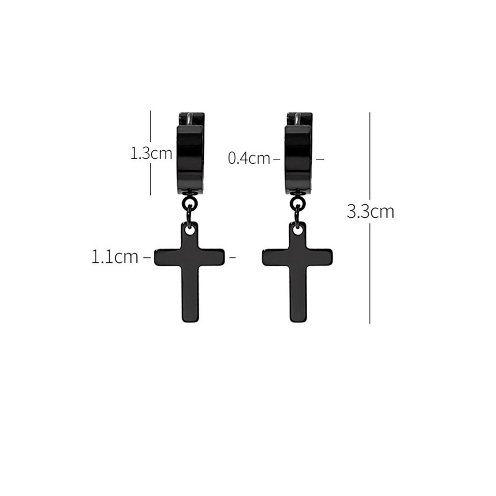 Anting Salib Bahan Stainless Steel Gaya Gothic Punk Rock Warna Emas Hitam Silver Untuk Pria Dan Wanita