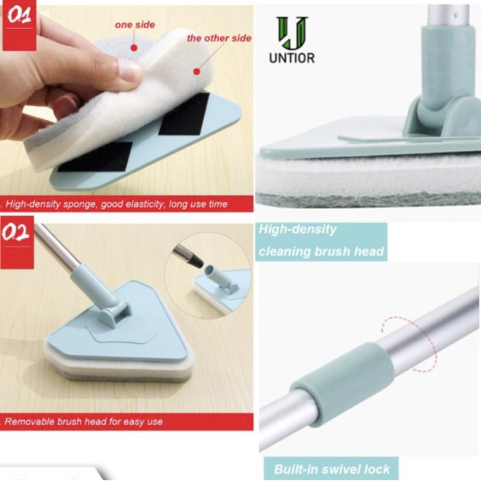 Pembersih Kaca serbaguna segitiga Triangle SUPER MOP PEL LANTAI SEGITIGA Kaca Pembersih serbaguna triangle debu sarang laba laba cleaner wall tembok mop floor adjustable telescopic