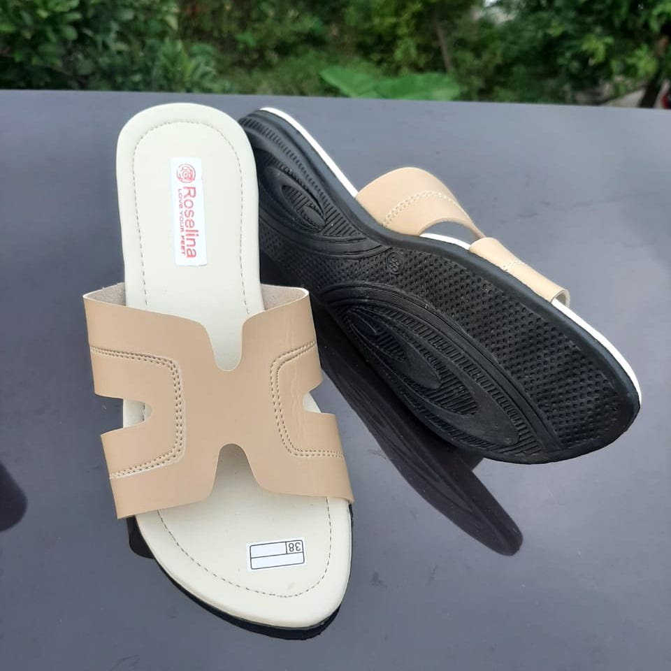 SDPD04 Sepatu Sandal Wanita Perempuan Model Teplek - Kulit Sinthesis