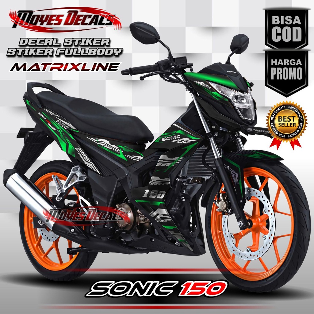 Decal Stiker Sonic 150R Variasi Warna Hijau Matrix line keren Decal Motor Sonic 150R Matrix lin Full