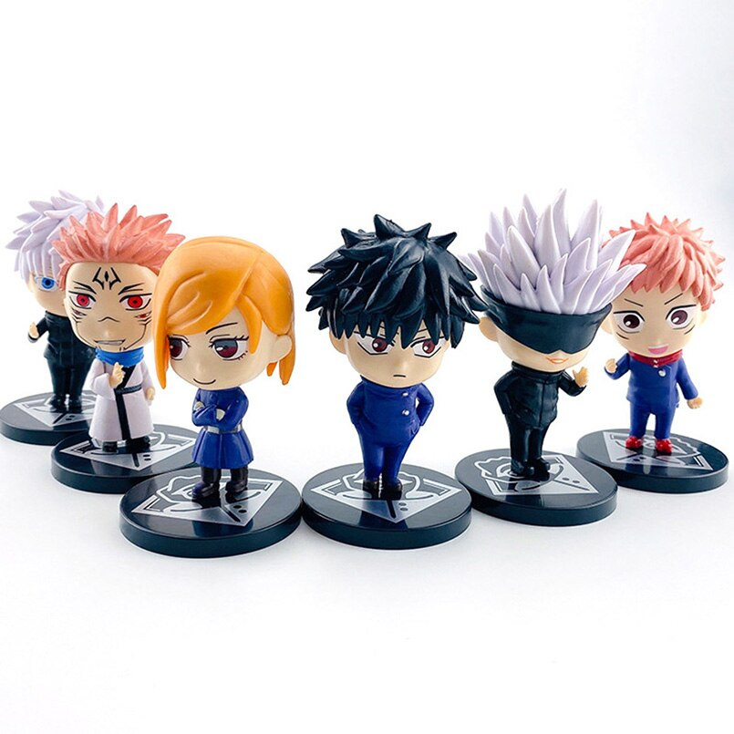 6pcs Mainan Action Figure Anime Jujutsu Kaisen Q Version Yuji Itadori Mysterious Megumi Gojo Satori Gisaki Roses Bahan Pvc