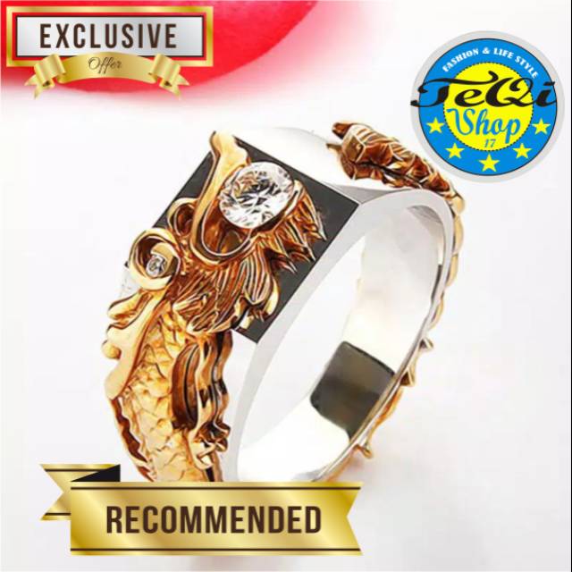 CINCIN PRIA MOTIF NAGA MELINGKAR - RING SKULL TITANIUM
