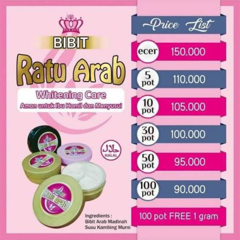 Viral Bibit Ratu Arab Whitening original  100%