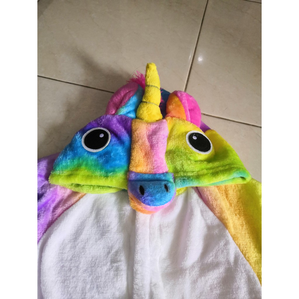 Kostum Unicorn Rainbow Anak Baju Karakter Lucu Animal Import Onesie Costume Laki Perempuan Premium