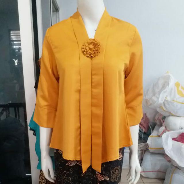 (M92/100) Kebaya floy kutubaru encim kartini termurah busui STD-JUMBO KeroncongBusana-Kuning Kunyit