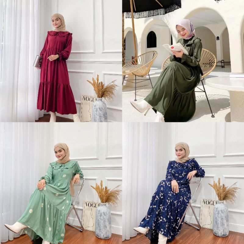 GAMIS MIDI DRESS GAMIS LEBARAN TERBARU JUMBO GAMIS KERAH