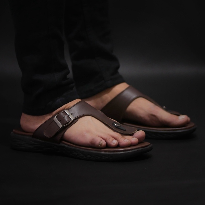 MUNSO BROWN (KULIT ASLI) |ManNeedMe x GREATA| Sandal Pria Casual Sendal Jepit ORIGINAL