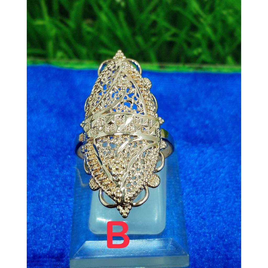 Cincin model kerawangan lapis emas 18k