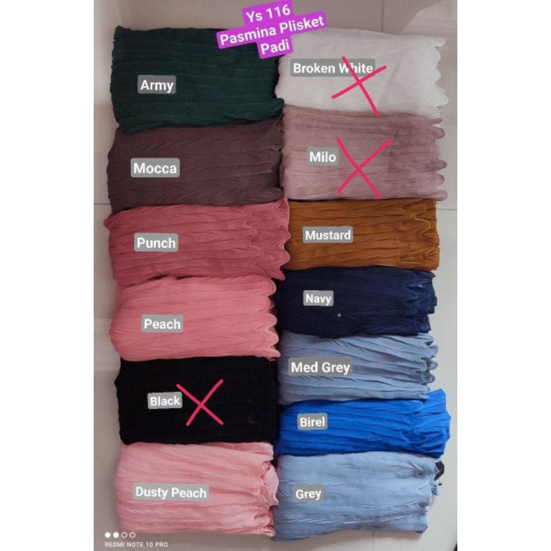 pasmina plisket padi ys 116 bahan ceruty ORI yasmin