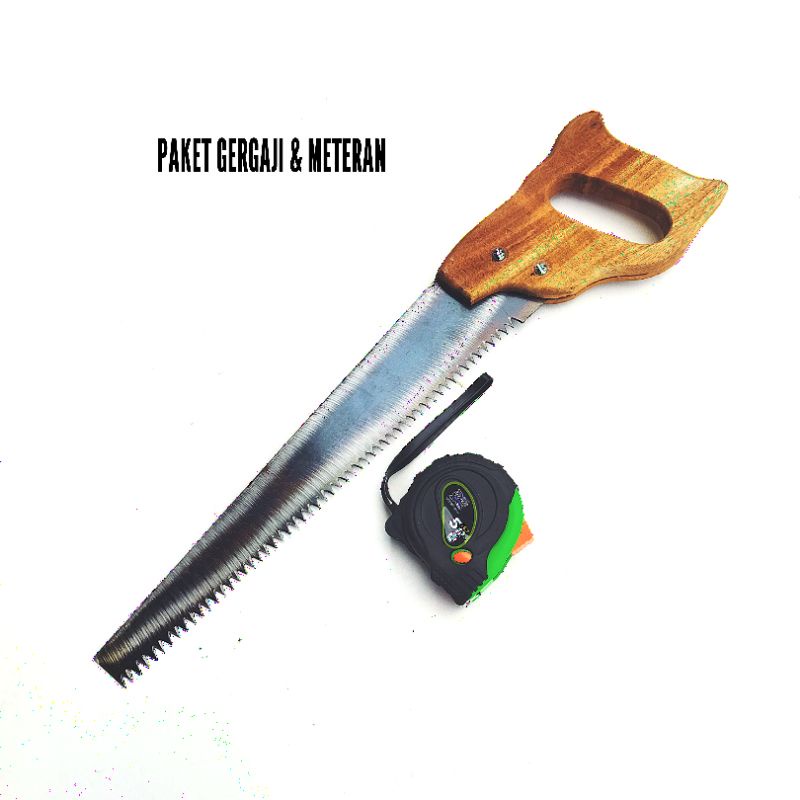 PAKET GERGAJI DAN METERAN - GERGAJI KAYU METERAN ALAT PERTUKANGAN