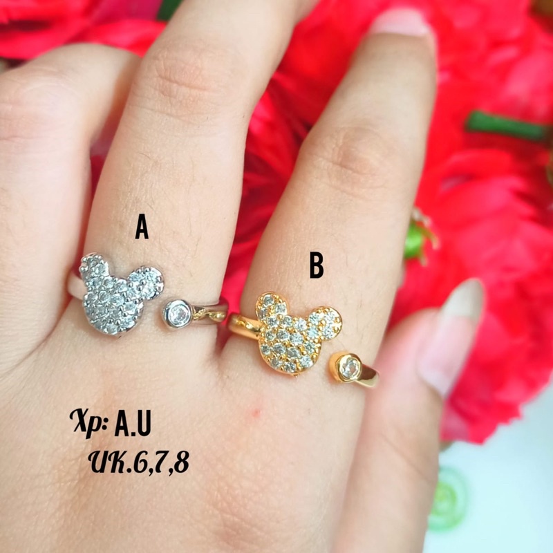 Cincin Dewasa permata Karakter Fleksibel Gold&amp;Silver simple termurah,tidak Karat *COD*