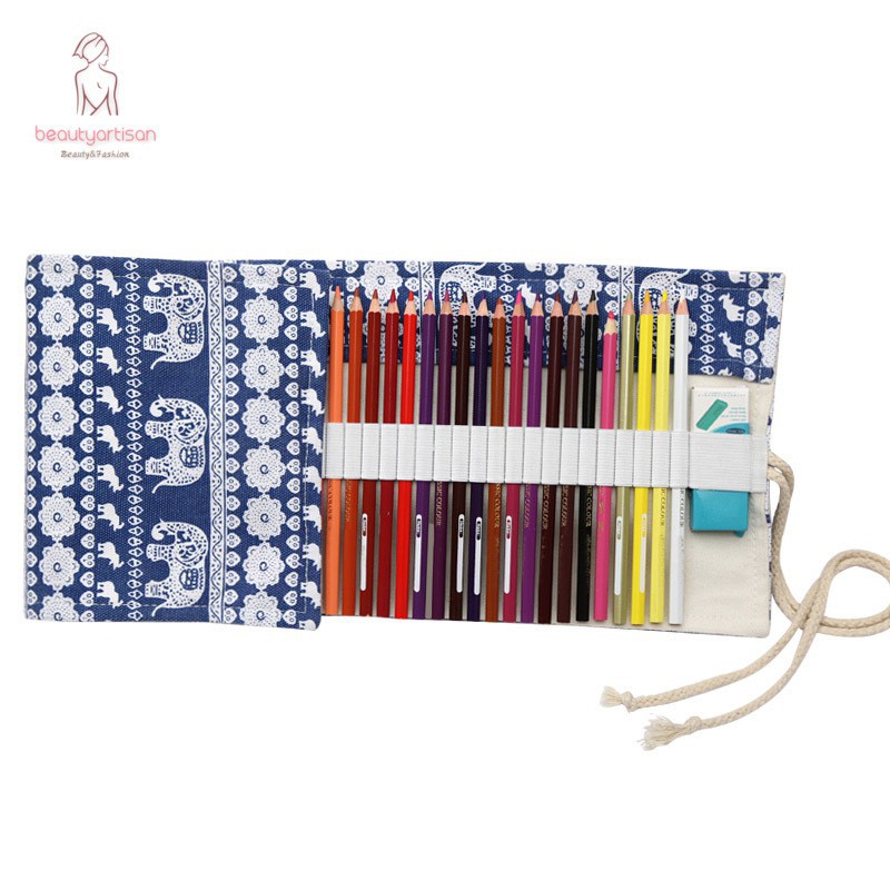 

Murah Tempat Pensil Model Roll-Up dengan Bahan Kanvas dan Gambar Motif Etnik Ukuran 36 / 48 / 72