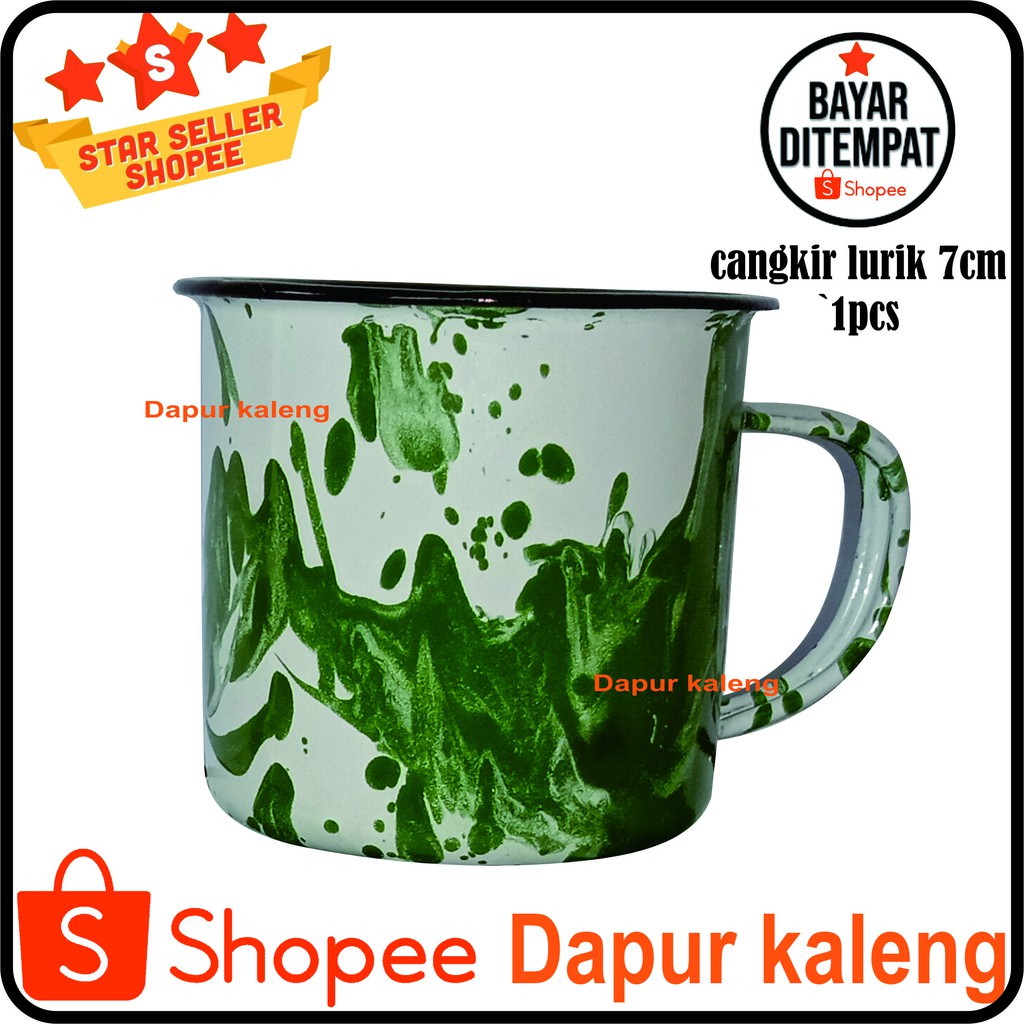 cangkir enamel lurik/blirik - cangkir kopi - cangkir lawas 7cm