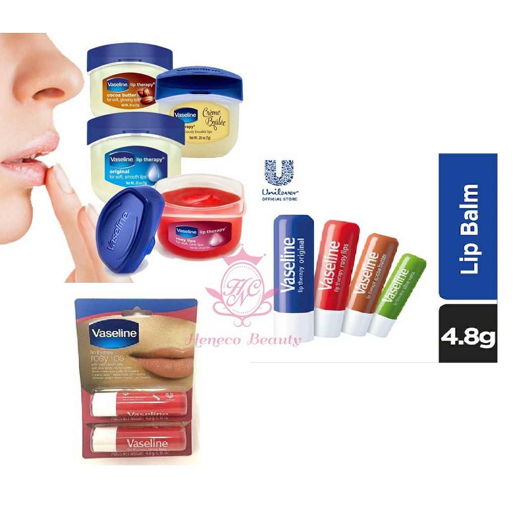Jual [ORIGINAL BPOM] Vaseline Lip Balm Therapy Rosy Aloe Creme Care