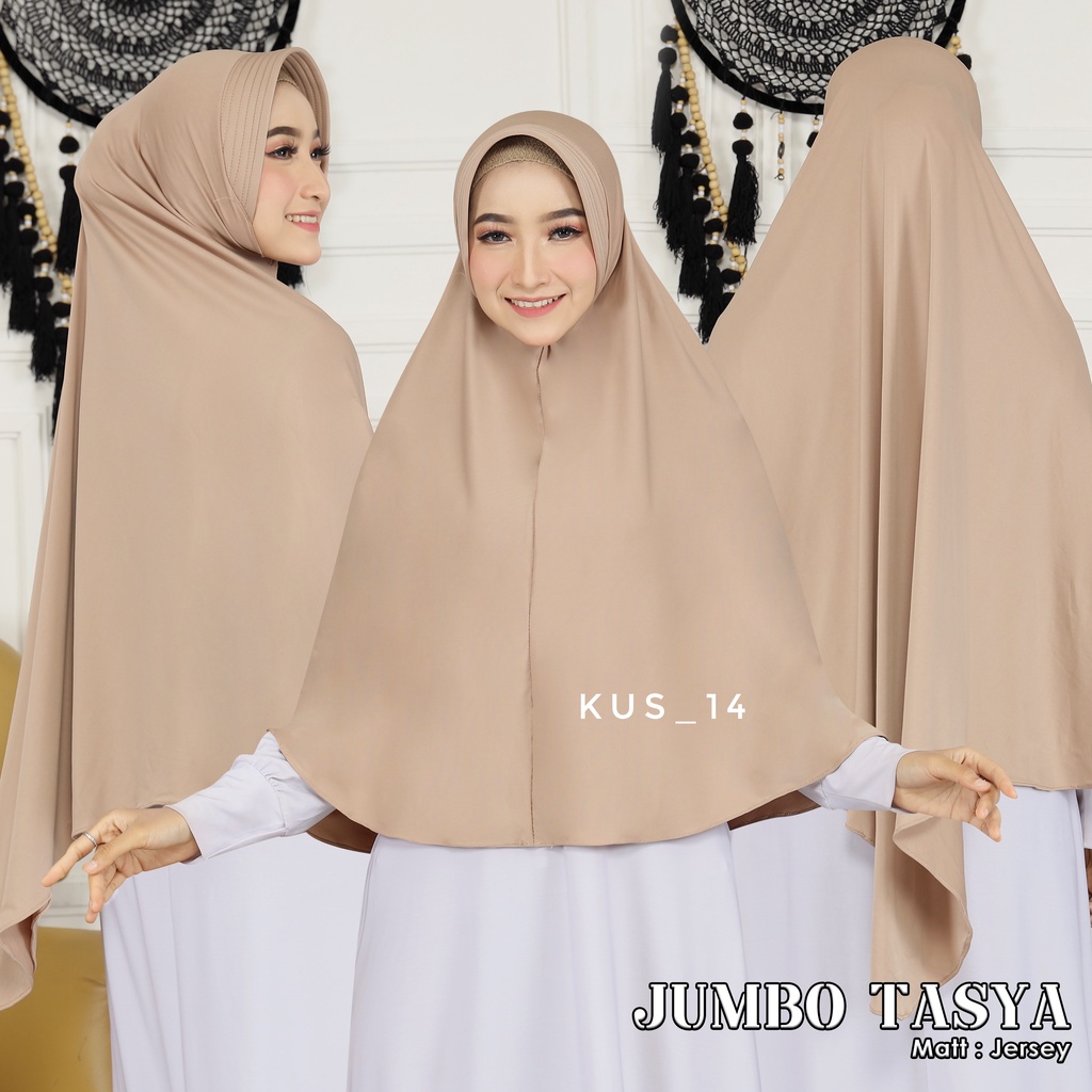 Jilbab instant bergo jersey tasya jumbo / hijab instan jersey jumbo 80*90 OVAL