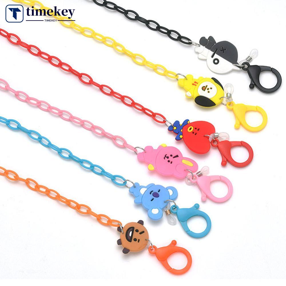 Timekey Tali Lanyard Kacamata Motif Kartun Maskot BTS BT21 Bahan Akrilik Anti Hilang M4Y8