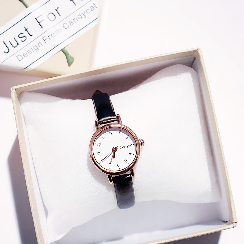 Jam Tangan Wanita A0021 Schoolgirl Simple Fresh Small Dial Thin Belt Quartz Watches