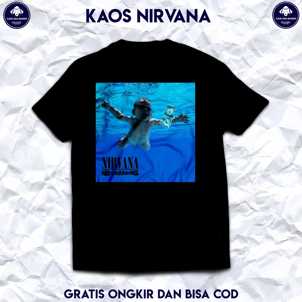 Kaos Band Nirvana Nevermind. T Shirt Musik Rock Band Nirvana Original.