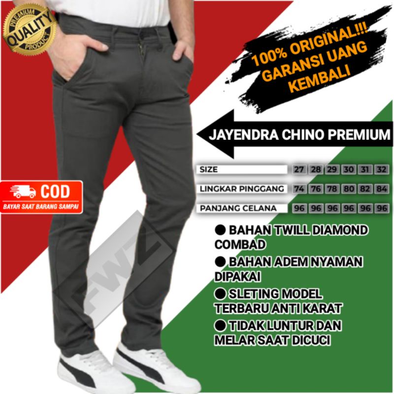 Celana Chino Panjang Pria Laki Laki Dewasa Casual Santai Kerja Harian Slimfit Chinos Cino Pants Grey