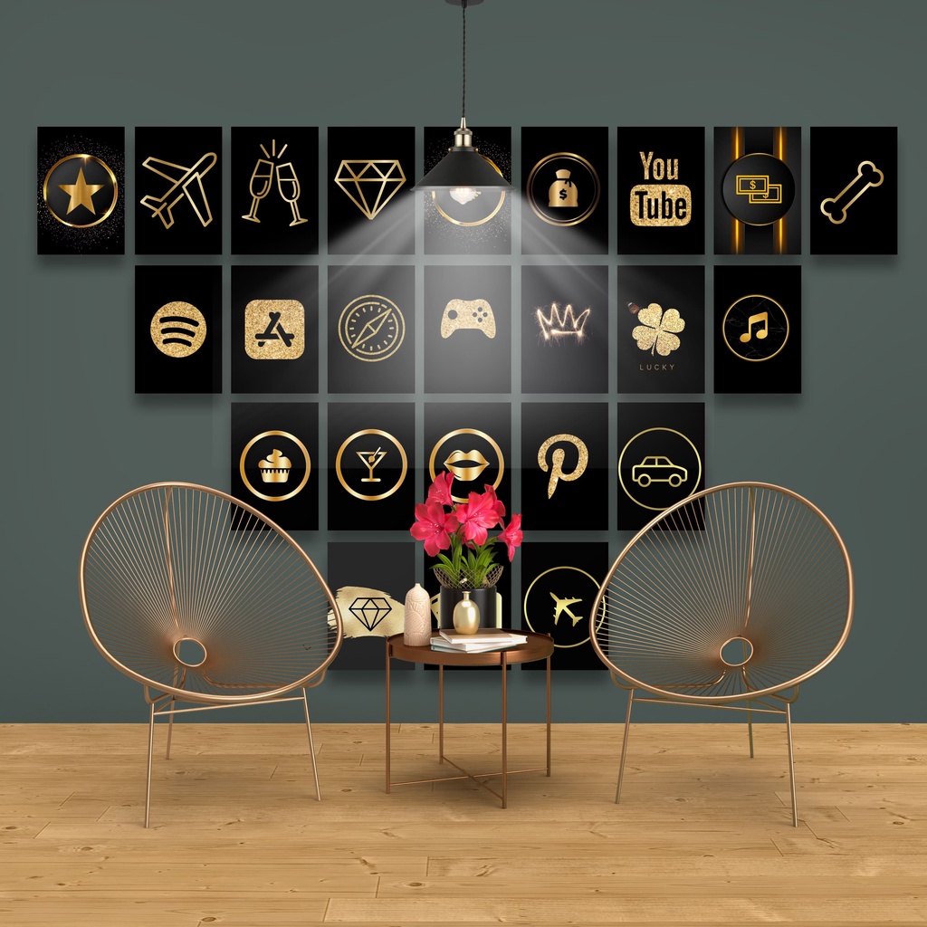 Jual (32Pcs)Hiasan Dinding Kamar Black Aesthetic Vintage Ukuran A6 A5