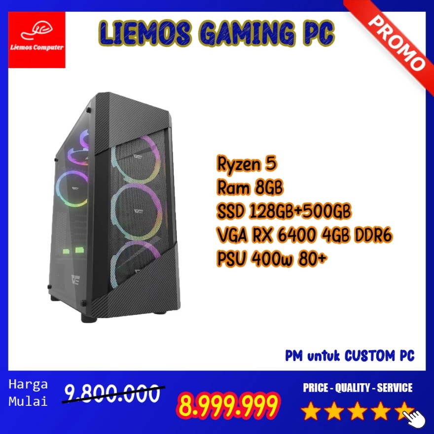 Liemos Gaming PC Ryzen 5 5500 RX 6400 4GB DDR6 Termurah