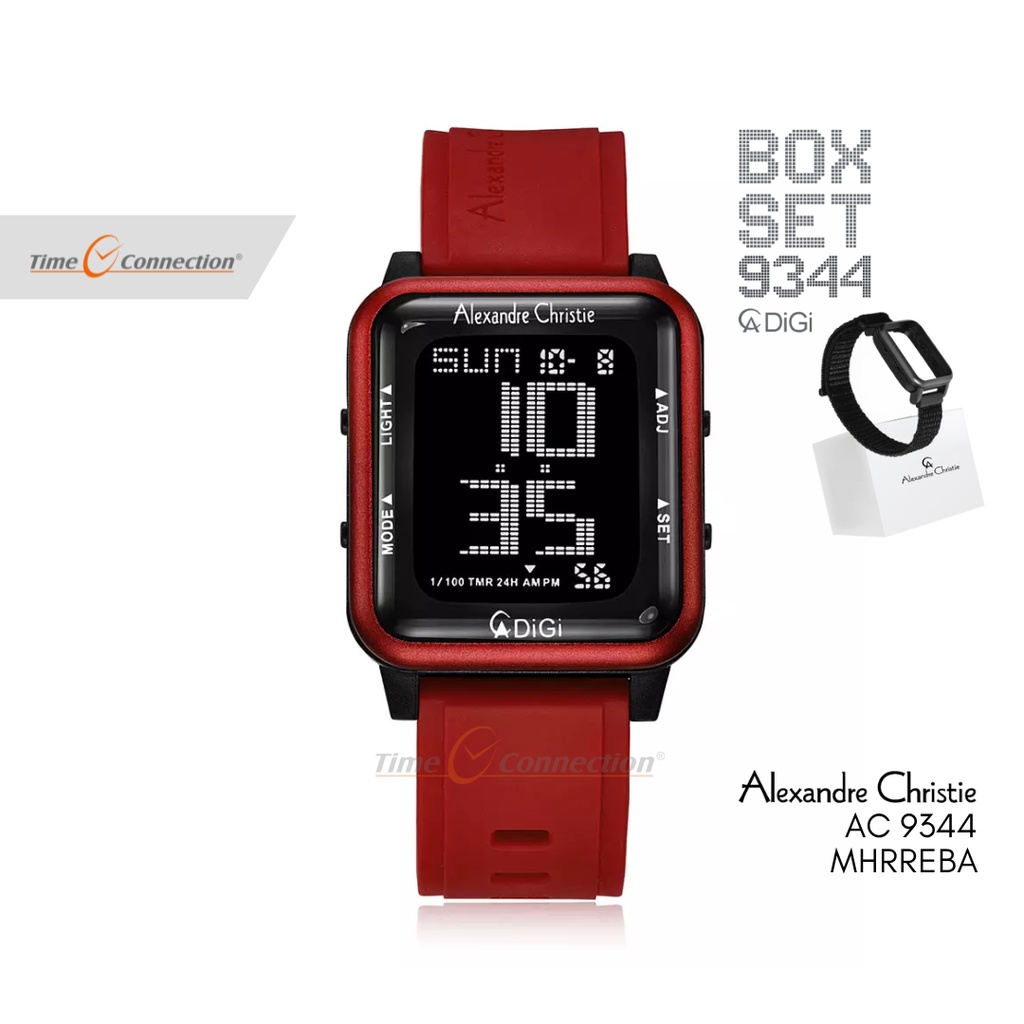 Alexandre Christie AC 9344 MHRREBA Merah Original / Jam Tangan Wanita Digital Karet / Red Rubber Wat