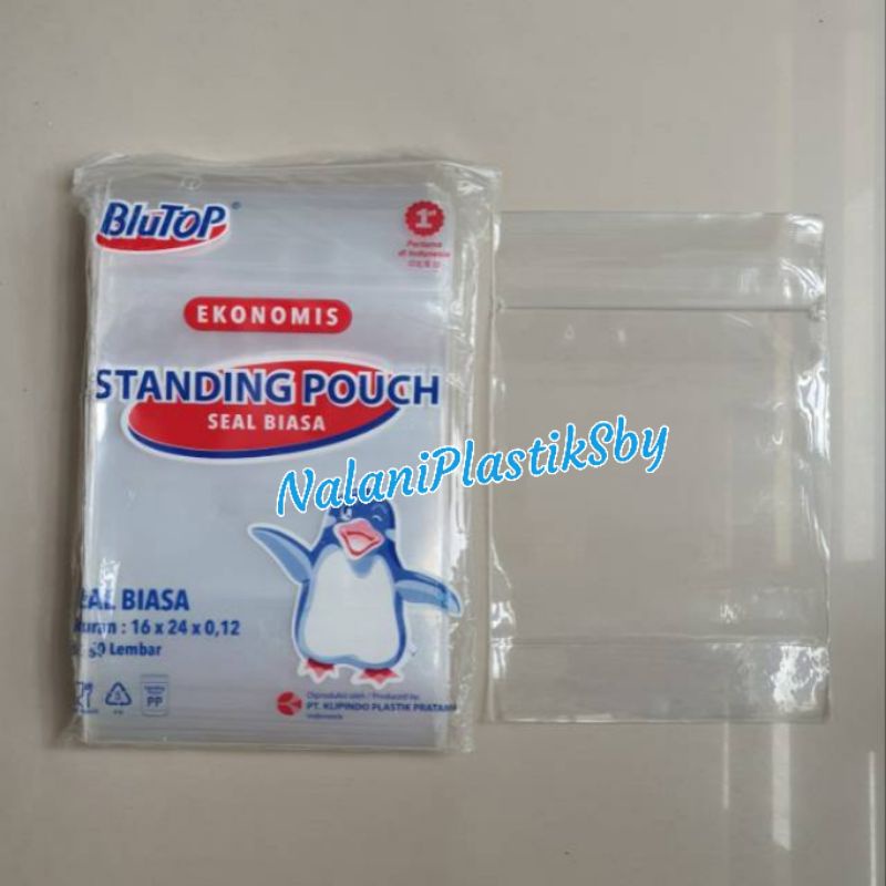 PLASTIK STANDING POUCH STP BLUTOP SEAL LEBAR DAN BIASA