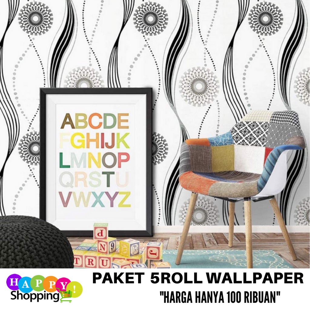 TERMURAH - PAKET 5 ROLL!! WALLPAPER STICKER DINDING GH PREMIUM QUALITY 45cm x 5m MOTIF ELEGANT PREMIUM - BOY WALLPAPER