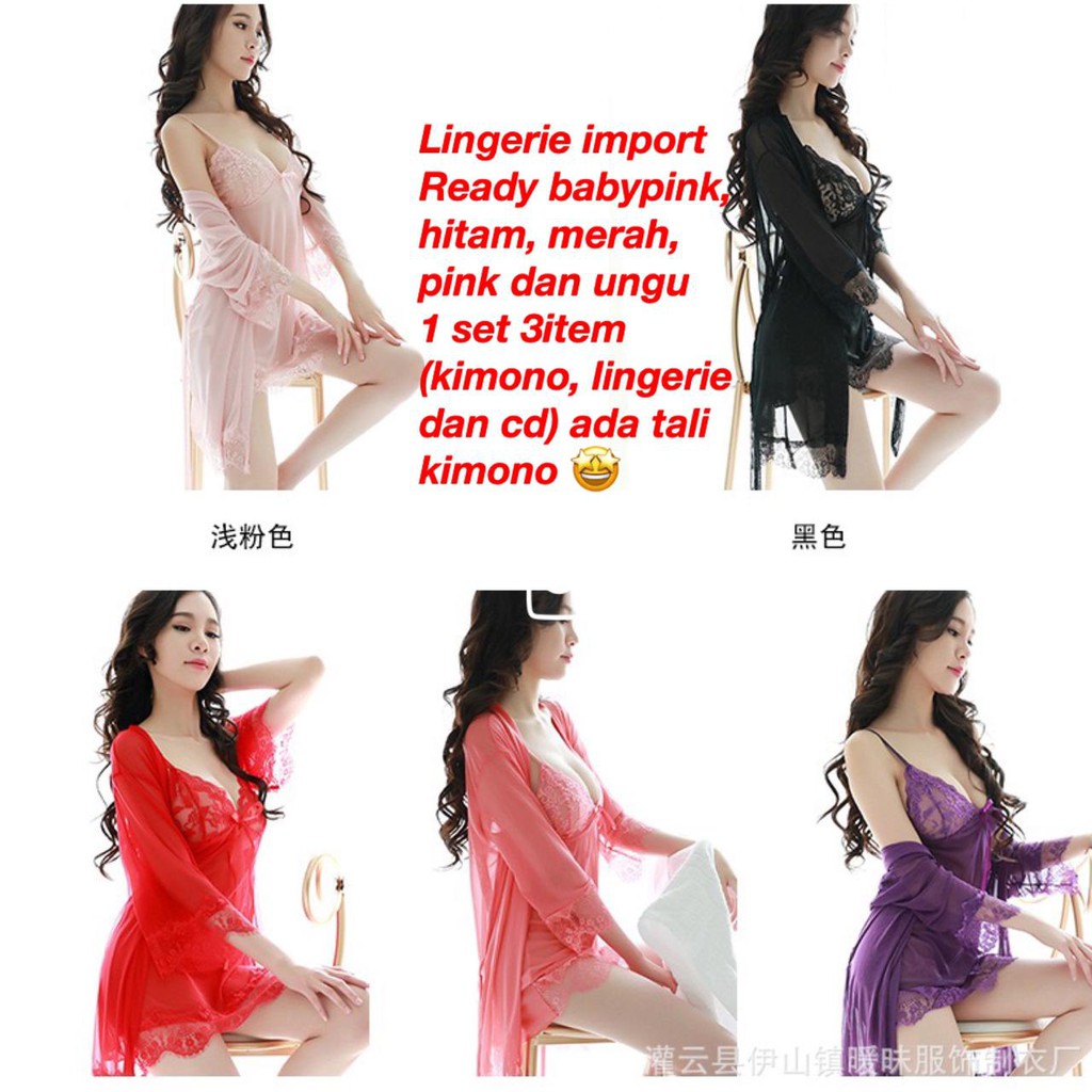 Ven 4301- (COD) Lingerie sexy night dress import high quality/set lingerie gstring/hot longnight