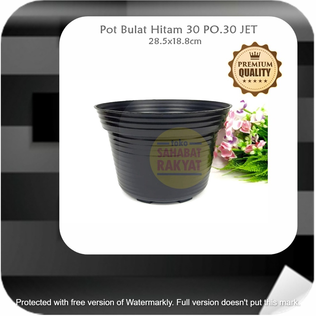 RML764Y5 Pot Bunga Bulat Hitam 30 POT.30 JET