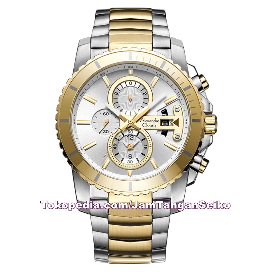 Jam Tangan Pria Alexandre Christie AC 6455 MC BTGSL Chronograph Silver