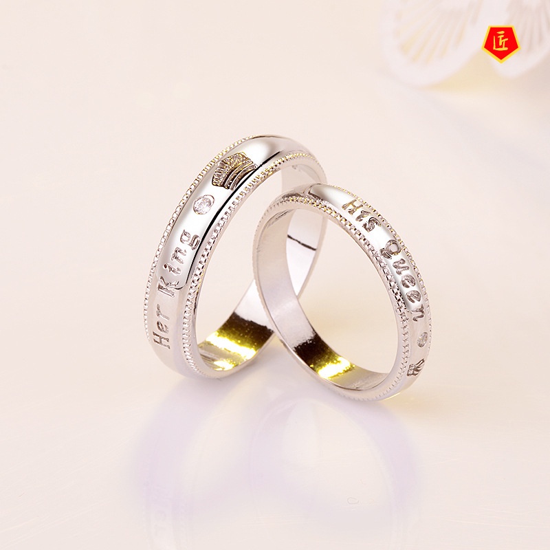 [Ready Stock]Simple Personality Lettering Diamond Couple Ring