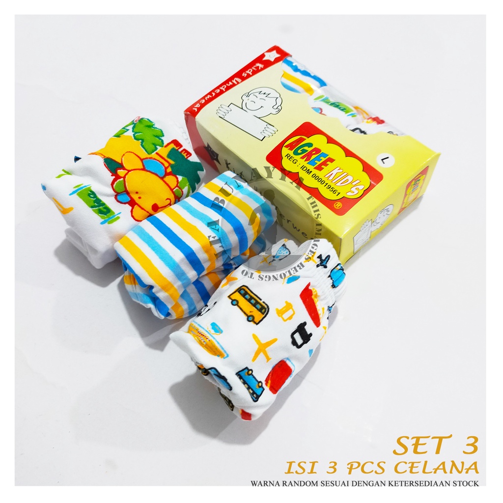 Set isi 3 Celana Dalam Anak Laki - Laki AGREE Kid NGS C15 CD Underwear Berkualitas