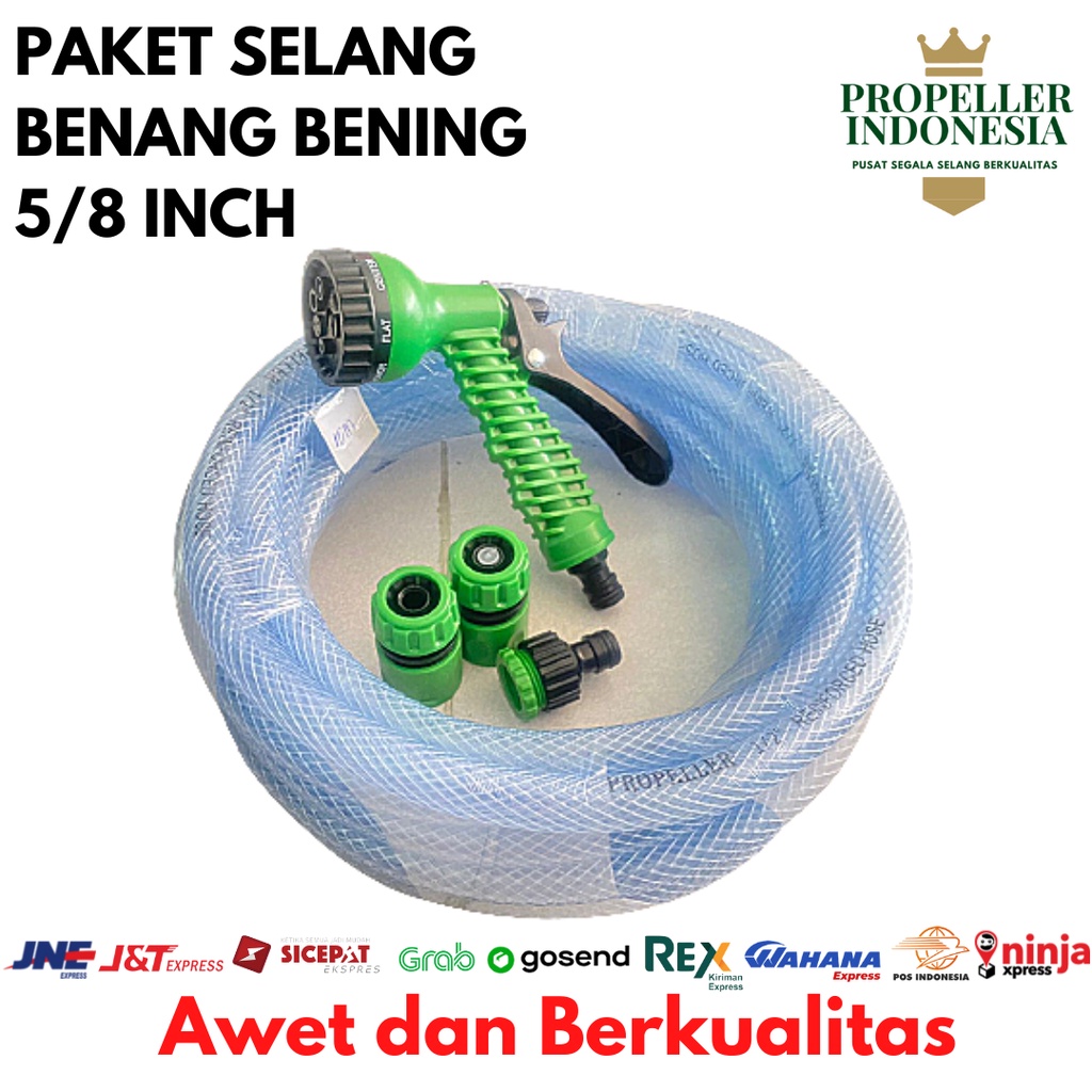 Paket Selang Benang Bening 5/8Inch Hose Variasi 5m 10m 15m 20m 25m