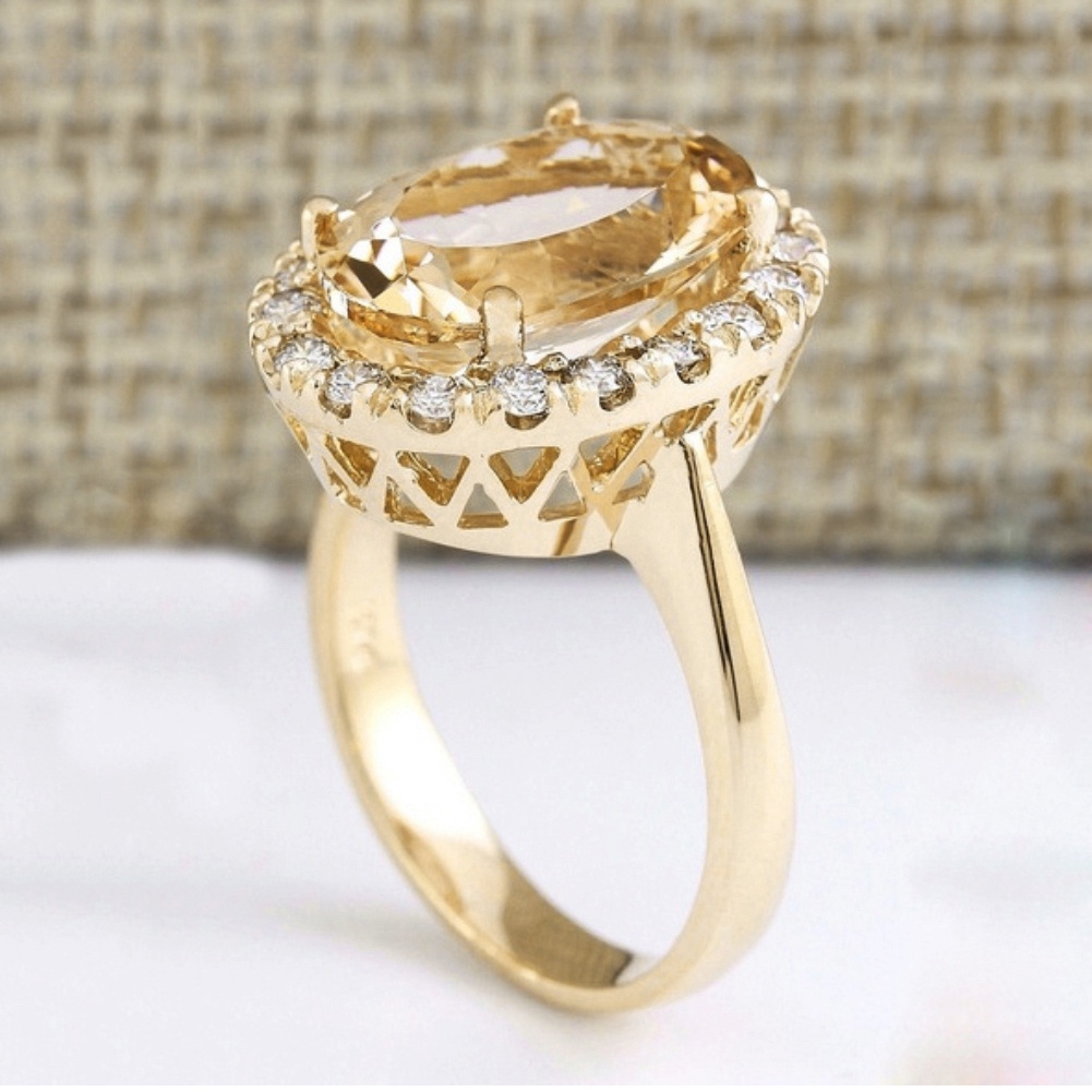 Hu Hu Hu Hu Hu Alat Bantu Pasang Kacamata♡ Cincin Wanita Hias Topaz Imitasi Bentuk Oval Untuk Hadiah Valentine