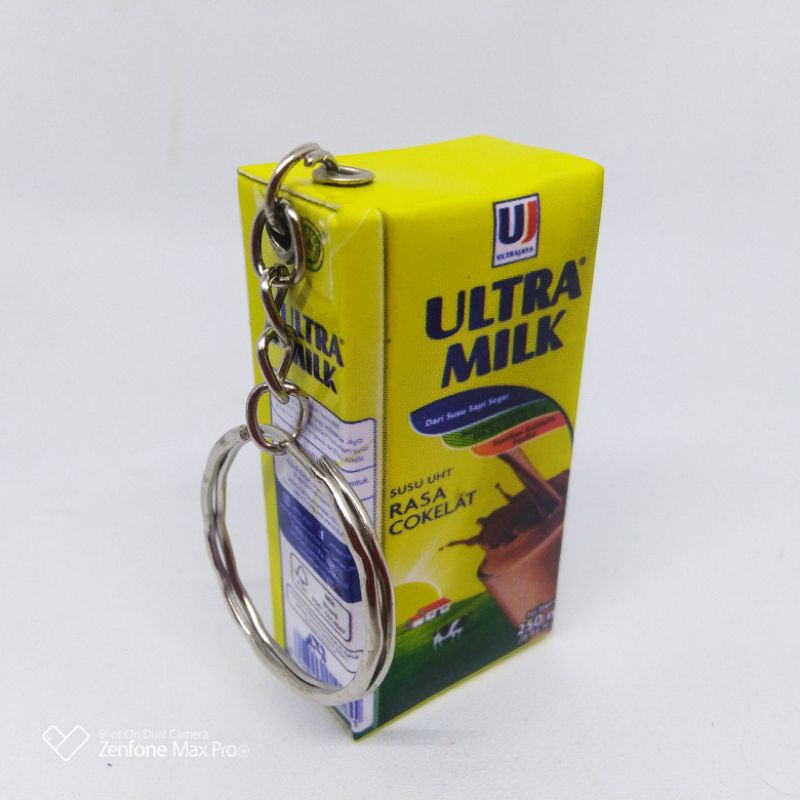 GANTUNGAN KUNCI UNIK MURAH MINIATUR KOTAK MINUMAN-Ultramilk Coklat