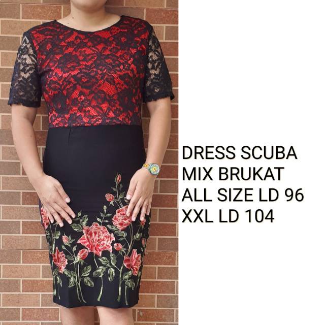 Dress scuba mix brukat