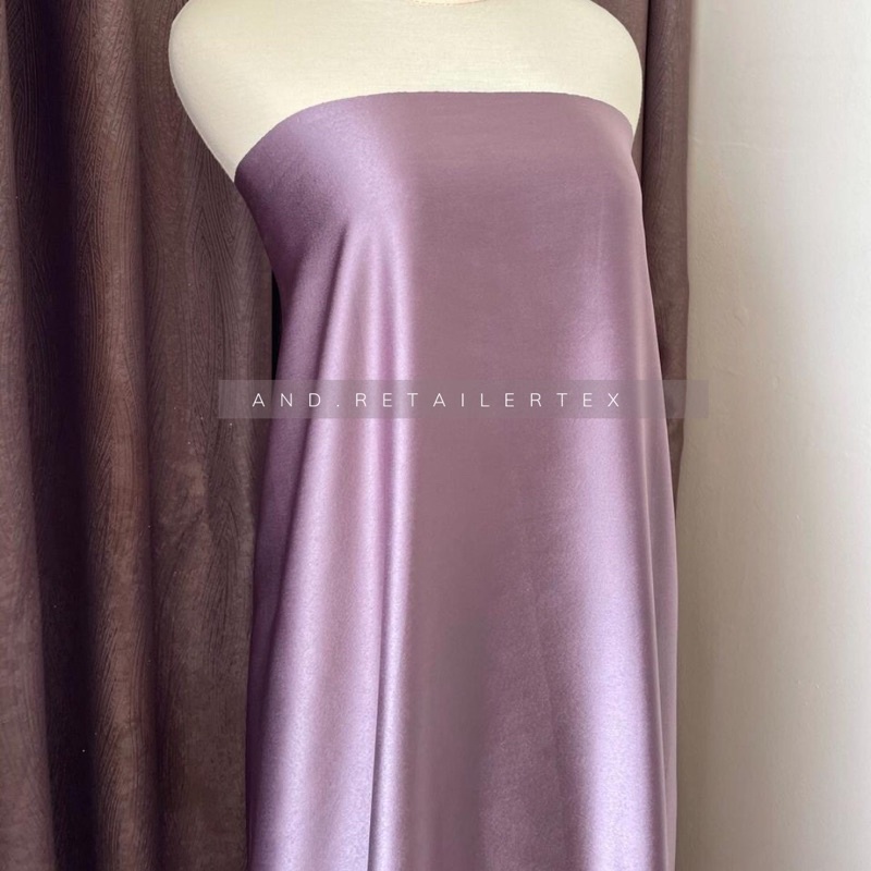 Kain Satin Maxmara Original pure Silk 100% warna Ungu Taro