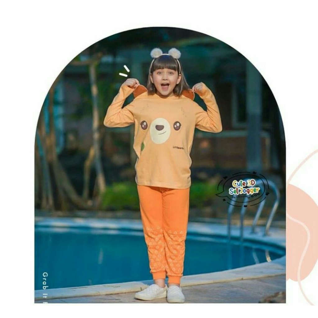 [ BISA COD ] SETELAN 3D ANAK CEWEK - CUTE 3D SET JOGGER by LITTLEARKS - SET LENGAN PANJANG