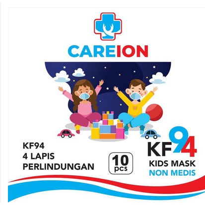 Masker Anak KF94 CAREION Korea 4ply Masker kf 94 ANAK CAREION isi 10pc - HITAM/PUTIH