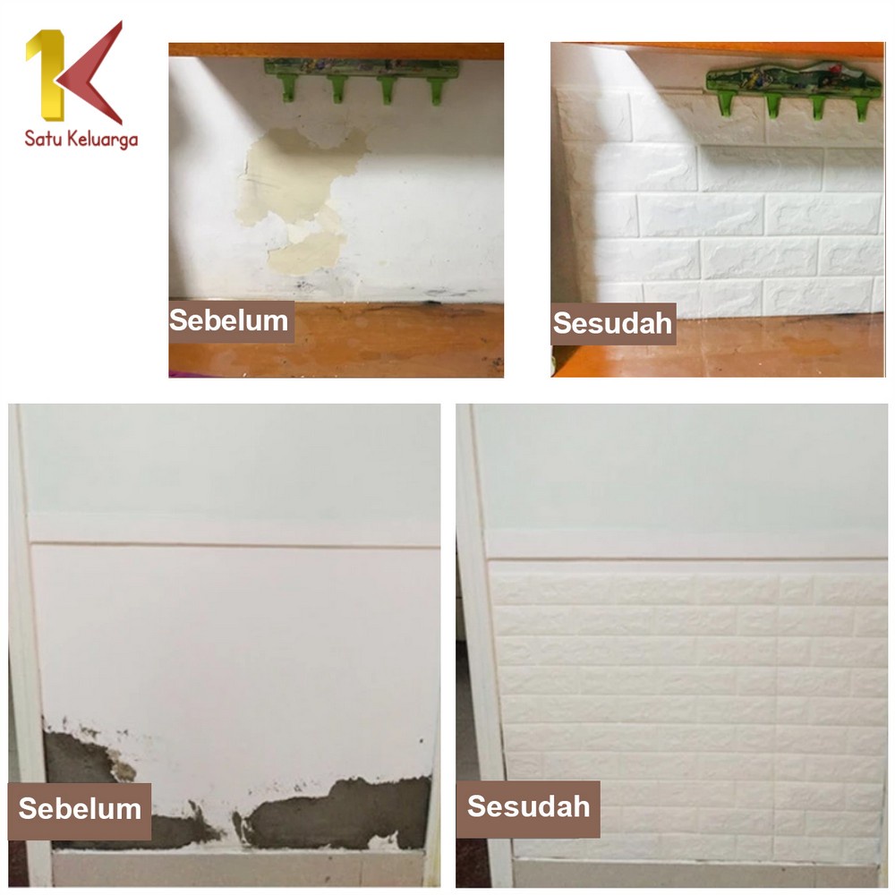 Satu Keluarga Walpaper Stiker Dinding Dekorasi Kamar C206 Wallpaper Dinding Foam 3D Kecil Motif Batu Bata-3