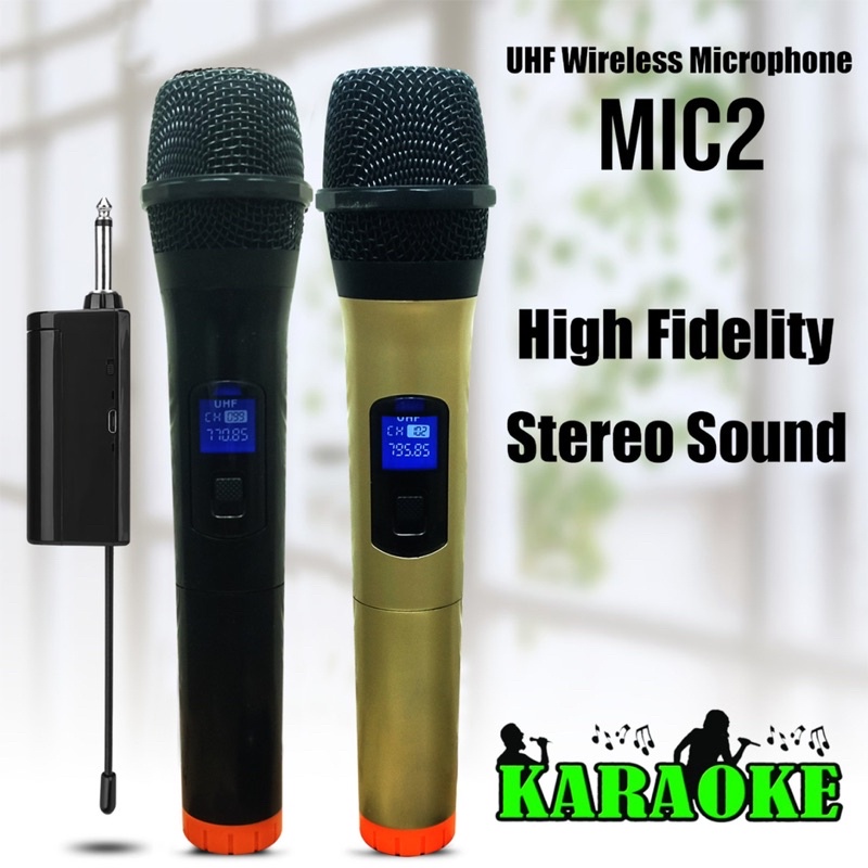 Wireless Microphone Dual Karaoke Mic with 1 Receiver 2 mic bluetooth